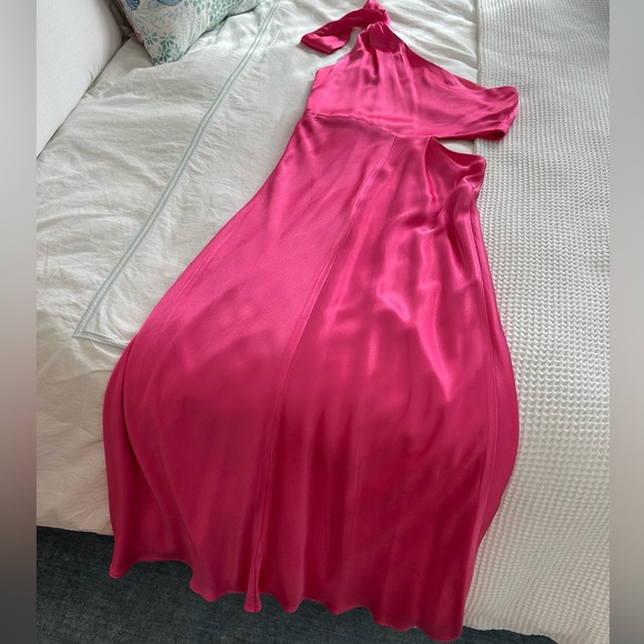 Bardot Audrey one shoulder midi dress, pink, size large - Picture 2 of 13